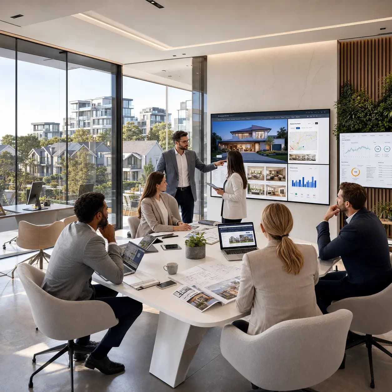 Property professionals reviewing an estate agency website